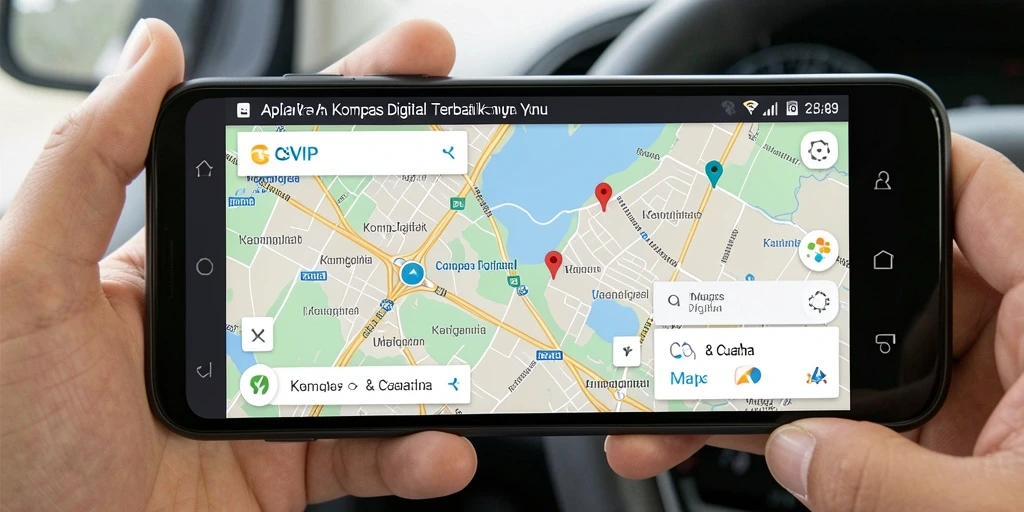 Tampilan antarmuka C8VIP sebagai aplikasi Kompas Digital yang interaktif.