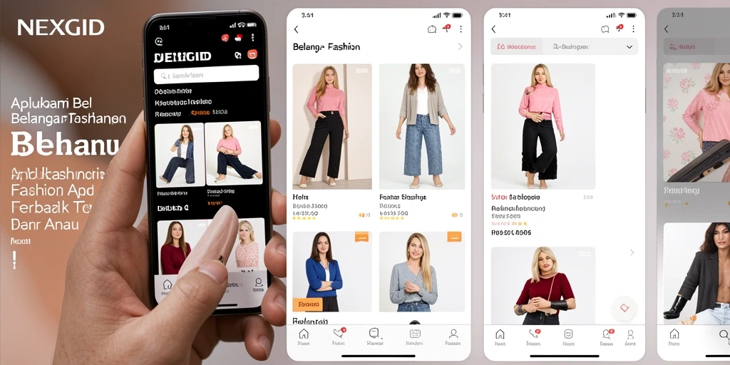 Antarmuka NEXGID yang menarik dan ramah pengguna untuk belanja fashion.