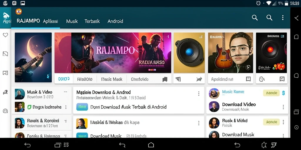 Tampilan antarmuka RAJAMPO dengan fitur Download Musik yang menarik.