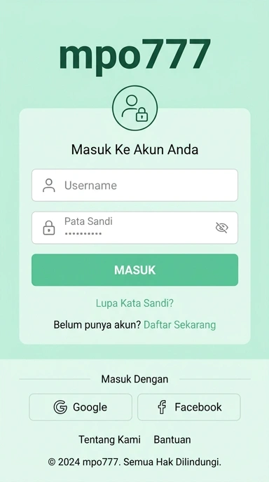 Tampilan halaman login mpo777